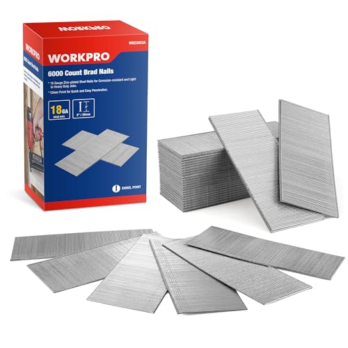 WORKPRO 2-Inch 18 Gauge Brad Nails - Heavy Duty 6000 Count for Nailers