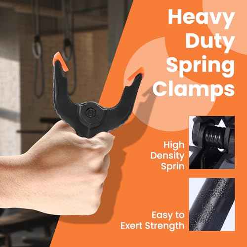 ECY Spring Clamps Heavy Duty 4.5 Inch 10 Pack - Plastic Rust Proof Clamps with Non-Slip Pads for Backdrop, Crafts, Woodworking, Photography | Multipurpose Holders for Tarps, Pool Covers & Gluing