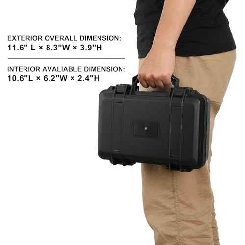 Mayouko Portable Tool Box with Shock- Proof Sponge, Water Proof Grade IP67, Waterproof Hard Case with Foam Insert, Shockproof Carrying Case, Explosion Proof Box, 11.6"L¡¿8.3"W¡¿3.9"H