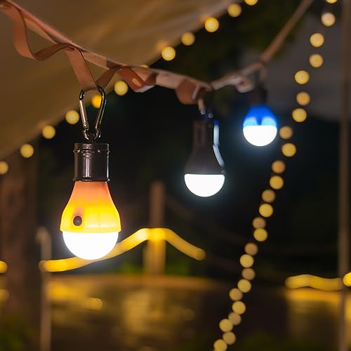 Jarxin 4 Pack USB Rechargeable LED Camping Lanterns - Black Outdoor Tent Lights