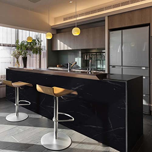 Arthome Black Marble Peel and Stick Wallpaper 17x120 Inches - Self-Adhesive, Removable, Waterproof Vinyl for Cabinets & Walls