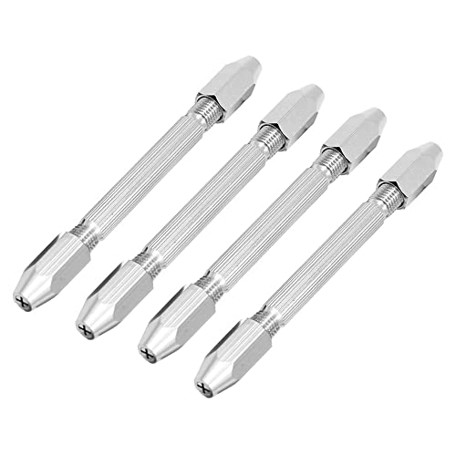 4pcs Double Ended Pin Vise Micro Drill Bit Set, Hexagonal Twist Drill for Glasses, Handicraft, Jewelry, Watch Making