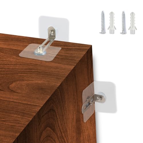 Adhesive Furniture Wall Anchors (10 Pairs), Vinkqiado Anti Tip Furniture Straps Kit for Baby Proofing, Secure Bookcase Dresser Shelf Cabinet to Wall for Child Safety
