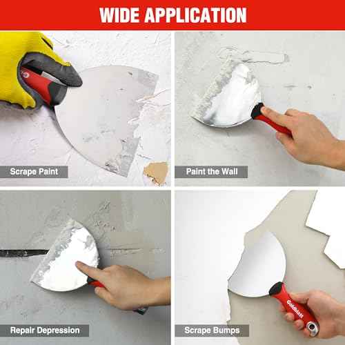 Goldblatt 6" Putty Knife, Stainless Steel Scraping Paint, Putty Knife Scraper with Hammer End, Soft Grip, Perfect for Drywall Repairing and Finishing