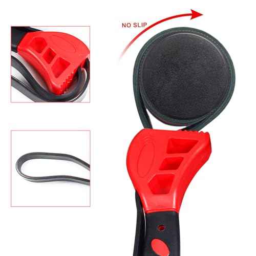 Utoolmart 2-Pack Strap Wrench Set, Rubber Strap Adjustable Wrench, Oil Filter Wrench Set, Jar Opener, Pipe Wrench, Water Filter Wrench, 24" and 20" Length Reinforced Rubber Belt (Red)