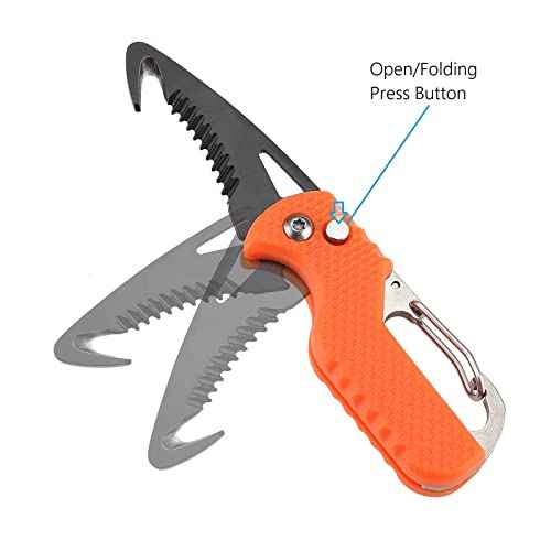 2 PACK Mini Folding Keychain Knife, Box/Seatbelt Cutter, Portable Rescue Knife, Orange and Black, 4.3 inch
