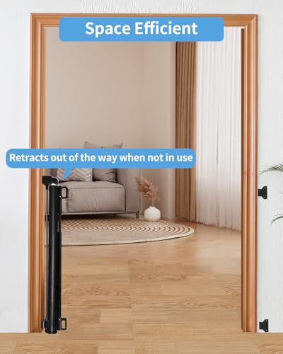 Veraste Black Retractable Baby & Pet Safety Gate 33.6x55 Inches, Indoor & Outdoor