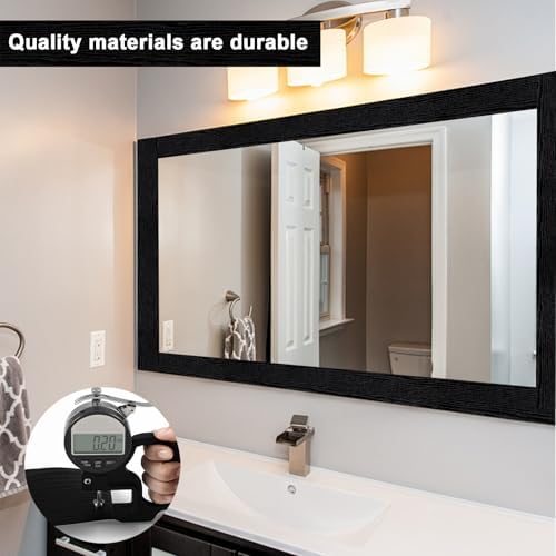 Alened 10M Black Mirror Border Peel & Stick Wood Grain Wallpaper Border - 2''X393''