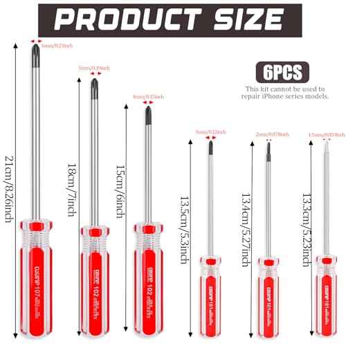 6Pcs Triwing Screwdriver Set 1.5mm 2mm 3mm 4mm 5mm 6mm Magnetic Point Y Shaped Tri-Point Tip Screwdriver Set Tri-wing Screwdriver Set with Plastic Handle