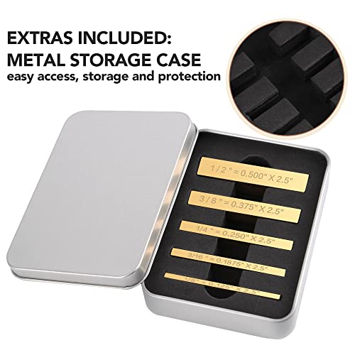LOSTRONAUT Brass Setup Blocks Height Gauge Set – 5 Piece, Laser-Engraved 1/8"–1/2", Table Saw/Router Stand