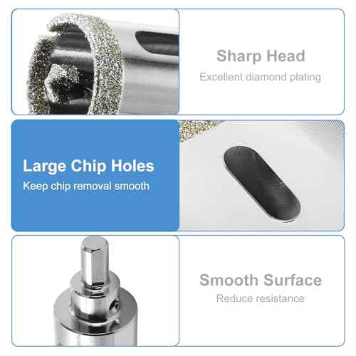 1-1/4" / 32mm Diamond Glass Hole Saw with Center Drill Bit for Ceramic, Glass, Tile, Porcelain, Marble
