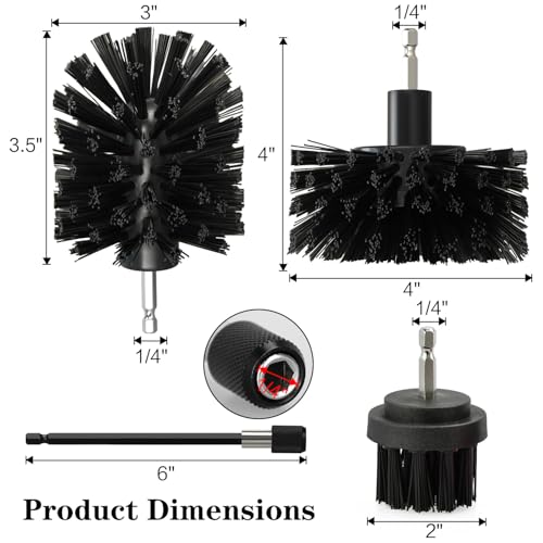 4pcs Drill Brush Attachment Kit, 2025 New Grout Drill Brush Set, All Purpose Power Scrubber Cleaning Kit for Bathtubs, Tile Grout Lines, Bathroom, Showers, Tile, Tile Seams