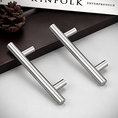 Probrico 30 Pack 3 Inch Hole Center Kitchen Cabinet Handles Brushed Nickel Stainless Steel T Bar Pulls
