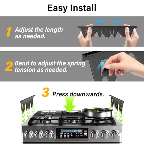 Stainless Steel Telescoping Stove Gap Cover 13.8"-27.5" Black (2 Pack)