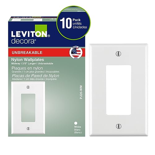 Leviton 1-Gang White Decora Midway Nylon Wallplate 10 Pack - PJ26-WM