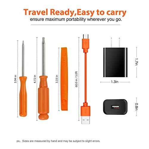 Fast Wall Charger Charging Cable Cord & Replacement Ring Doorbell Screwdriver Fit for Ring Video Doorbell (Released in 2020) 2/3/3 Plus/ 4 Spare kit, Peephole Cam, Doorbell Pro Battery Camera (Orange)
