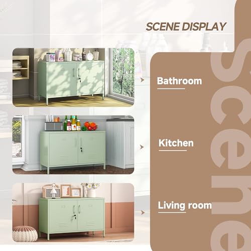 GirthIron Green 25.2-Inch Metal Locker Storage Cabinet with Locks and Adjustable Shelves