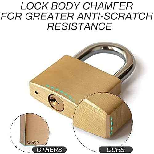 Solid Brass Lock and Key,Pad Lock with 1-9/16 in. (40 mm) Wide Body, 2-1/2 in. Long Shackle Gate Padlock for Outdoor Fence£¬ Sheds, Storage Unit, Gate, Toolbox,Trailer£¬Garages£¬1Pack
