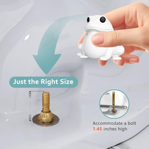 White Frog Toilet Bolt Covers - Glow in the Dark Bathroom Decor (2 Pack)
