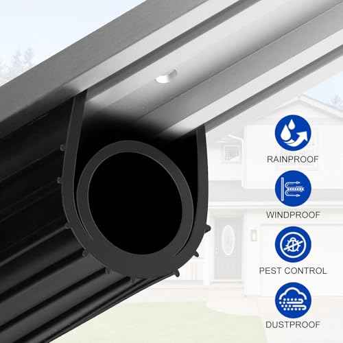DGSL Garage Door Seals Bottom Rubber Weather Stripping Kit Seal Strip Replacement, Universal Weatherproof Threshold Buffering Sealing Rubber 5/16 Inch T Ends (16 Ft, Black)