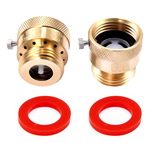 2 Pack Brass 3/4 Inch GHT Hose Bibb Backflow Preventer Vacuum Breaker Set