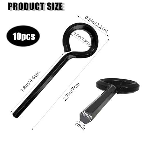 10 Pack 5/32 inch Standard Hex Dogging Key with Full Loop, Black Hex Dogging Key, Allen Key Sets Wrench Fit on Keychain Push Bar Panic Exit Device Key, Solid Metal