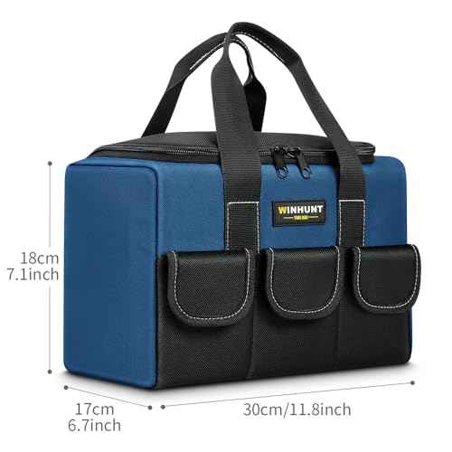 Small Tool Bag, Waterproof Tool Bag Organizer 1680D Tool Bags for Men Heavy Duty, with Multi-Pockets for Electricians, Blue
