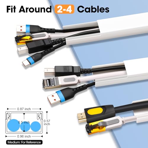 YesBes Wall Mount TV Cord Hider Kit White 116in Paintable Cable Raceway