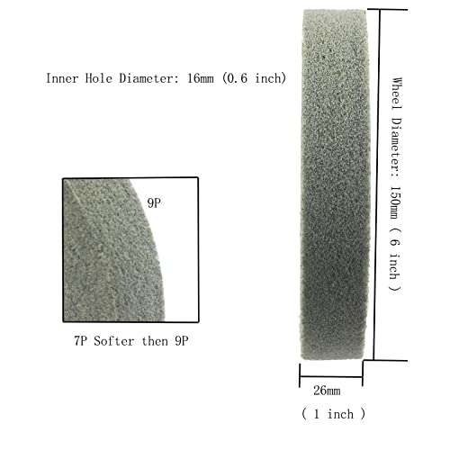 ?????????????? 6'' x 1" Nylon Fiber Buffing Wheel, 5/8 Inch Arbor Hole Aluminum Buffing Wheels 180 Grit Abrasive Polishing Discs for Bench Grinder, Drill (9 P)