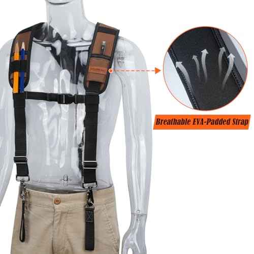 WELKINLAND Heavy Duty Tool Belt Suspender, Comfy Padded Tool Belt Suspenders, RipStop Construction Tool Belts Suspender, Fully-Adjustable Tool Belts Suspenders For Men, Carpenter Belt Suspender