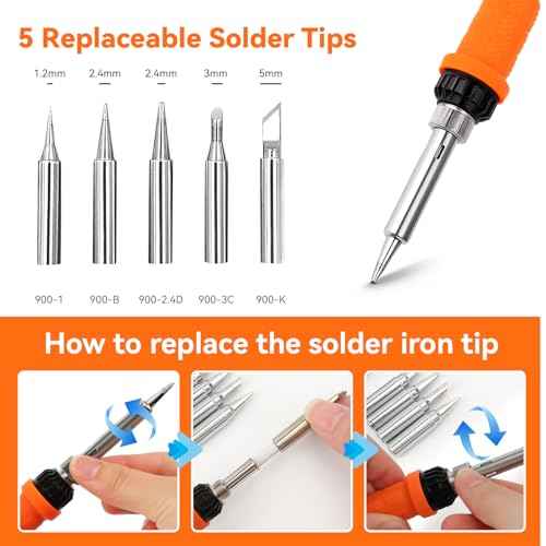 Soldering Iron Kit,90W LED Digital Solder Iron Soldering Gun kit,Adjustable Temperature(180¡ÆC-480¡ÆC),19-in-1 Welding Tool Including Desoldering Pump, Multimeter, 5 Solder Tips,Helping Hands