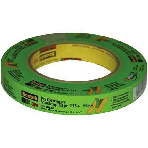 3M Scotch Performance Masking Tape 233+, 26343, 3 mm x 55 m, 1 Roll, Use on Moldings, Plastic, Glass, Metal, Rubber and Paint