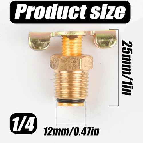 2Pcs 1/4 Brass Air Hose Fitting, Air Compressor Blowdown Valve, Air Tank Valve, NPT Male External Drain Cock Drain Switch With Handle