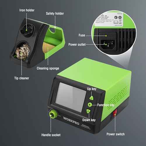 WORKPRO Soldering Station, 60W Soldering Iron Kit with Digital Display and 5 Extra Iron Tips, Precision Temperature Control Solder Station for Electronic Repair, DIY Enthusiasts