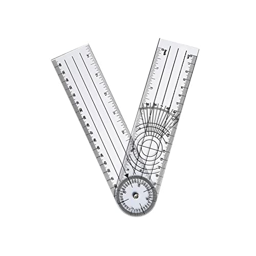 7in Foldable 360° Goniometer Protractor - Clear Dual-Scale Ruler