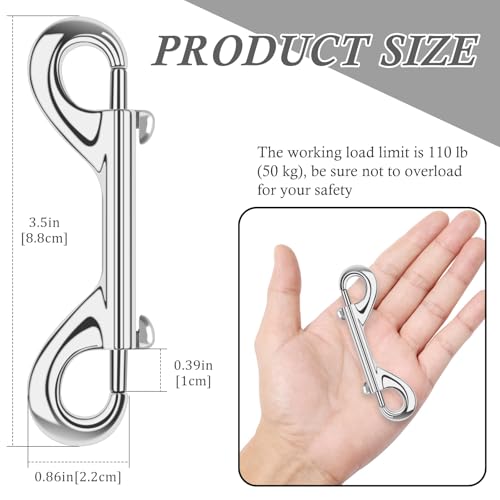ERKOON 4 Pack Heavy Duty 3.5-Inch Double Ended Metal Snap Hooks, 110lb Load Capacity