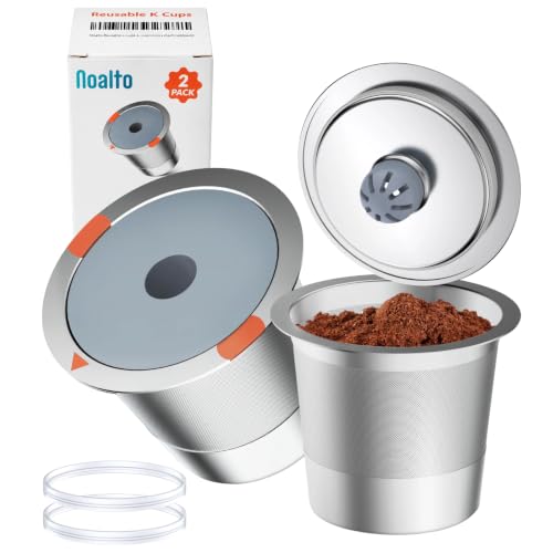 NOALTO Reusable Stainless Steel K Cups for Keurig - 2 Pack
