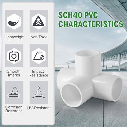 Zernmiarder 3/4 Inch 4-Way PVC Pipe Fittings White - Fits SCH40 Pipe, 4pcs