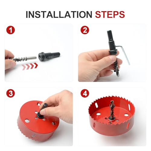 4 Inch (102mm) M42 Bi-Metal Hole Saw, Triangular Shank Hole Saw Drill Bit with Spring Tools for Wood, Plywood, Plastic, Gypsum Board, Various Thin Metal Sheets