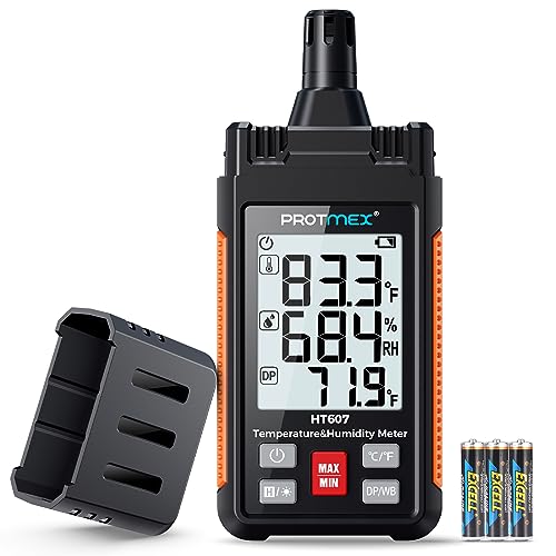 HT607 Digital Temperature Humidity Meter with Large Backlit LCD