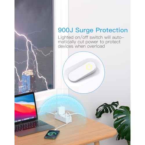 One Beat 10Ft Extension Cord with Multiple Outlets,Flat Plug Power Strip Surge Protector with 10 Ft Long Cord,6 Outlet 4 USB Ports (2USB C),Multi Outlet Wall Plug for Travel,College,Dorm Essentials