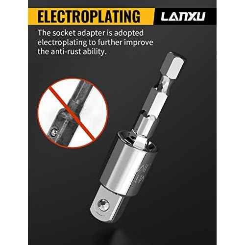 Tool Gift for Man: 3-Piece Power Drill Sockets Adapter Set, 360 Rotatable Hex Shank Impact Driver Socket Adapter for 1/4" 3/8" 1/2" Impact Driver