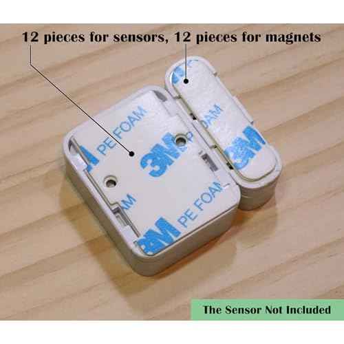 Adhesive Replacement Tape Compatible with SimpliSafe Entry Sensor ? Pre-Cut, No Cutting Needed, Easy Installation, Pack of 12 Sensor Pads & 12 Magnet Pads