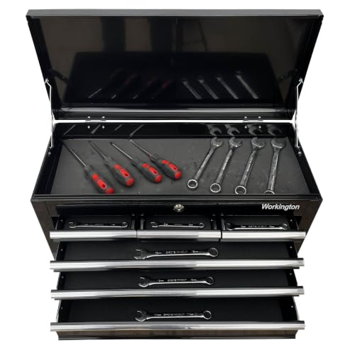 Workington 24" 6-Drawer Portable Metal Tool Chest Cabinet with Ball Bearing Slides - Black