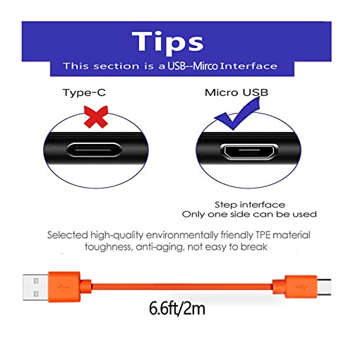 Fast Charging Replacement USB Cable for Ring Video Doorbell (2020+ Models) 3.3ft Orange