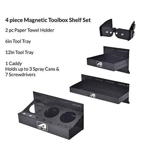 Aain Magnetic Toolbox Tray Set, Tool Box holder Accessories for Tool Organizer,Garage Storage, 2 Trays, Can Caddy, Paper Towel & Screwdriver Holder (A049)