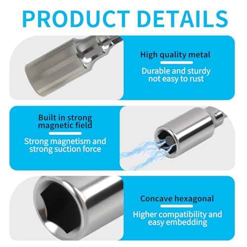 3 Pcs 4mm to 1/4 Bit Adapter Magnetic, Precision 0.4 Inches Socket Adapter for 4mm Electric Screwdriver, Durable Hex Shank Converter for Professionals, Tinkerers, and Hobbyists