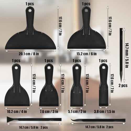 12 Pieces Plastic Putty Knife Set 2" / 3" / 6" Flexible Scraper Tool and Detail Scraper Tool Multipurpose Spatula Paint Scrapers, for Spackling, Patching, and Painting Wood or Wall