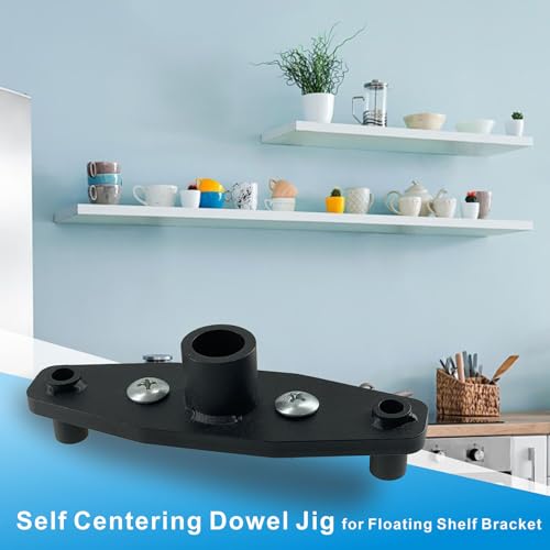 Dowel jig Kit Floating Shelf Bracket Drill Guide Woodworking for Straight Hole 1/2 Inch Drill Bit Self Centering Doweling Drill Jig for Invisible Shelf Brackets Hardware