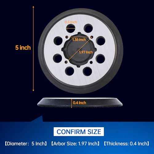 4 PCS 5 Inch Orbital Sander Replacement Pad for Dewalt DWE6421 DWE6423 DCW210B, Hook and Loop Foam Sanding Pads, Metal for Dewalt Sander Parts DWE6421K DWE6423K DW6420 DWE64233 N329079 by 4 Screw Hole